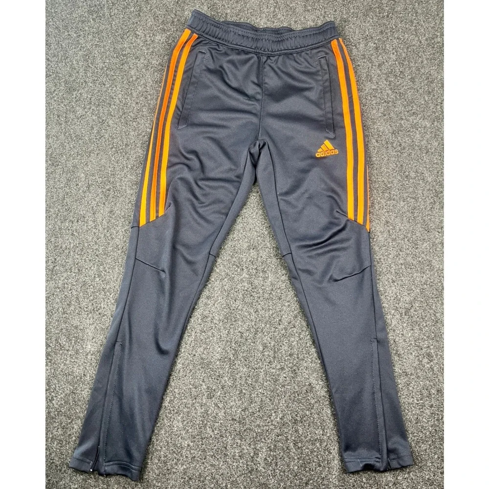 Adidas Climacool Jogger Pants Youth M Gray Orange Soccer Track Pants DT5058
